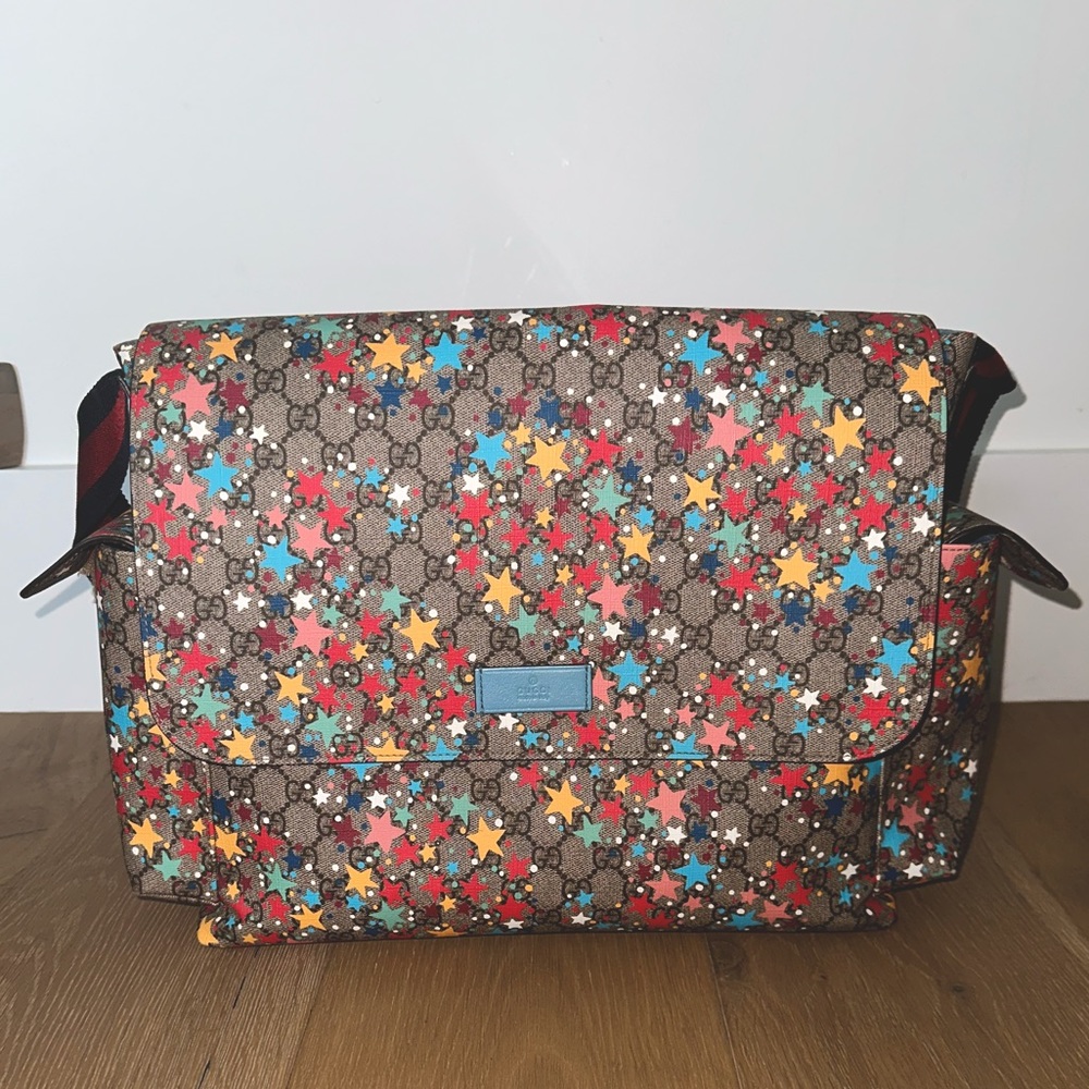 Like New Gucci Supreme Star Print Diaper Bag